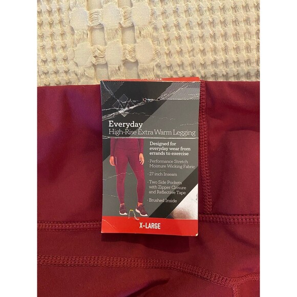 Members Mark High Rise Leggings Womens Burgundy Plus Size XL Zippered Pockets - Picture 7 of 10